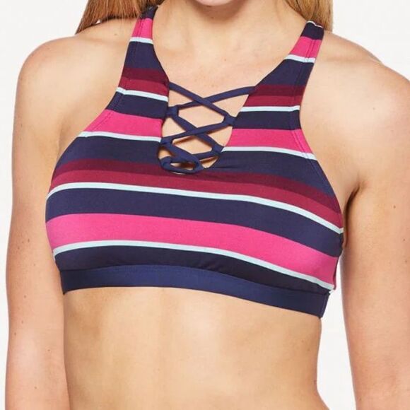 NWT JAG Striped Lace Up Bikini Top Size Small - Picture 1 of 6